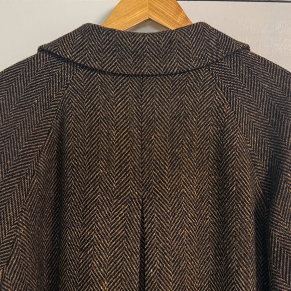 Lands’ End USA 100% Lambs Wool Herringbone Blazer 46R Brown Tweed Sport Coat - Picture 10 of 16